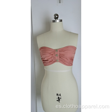 Ropa interior rosa para mujer con botones plisados